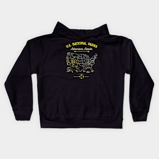 National Parks Map Camping Hiking Kids Hoodie